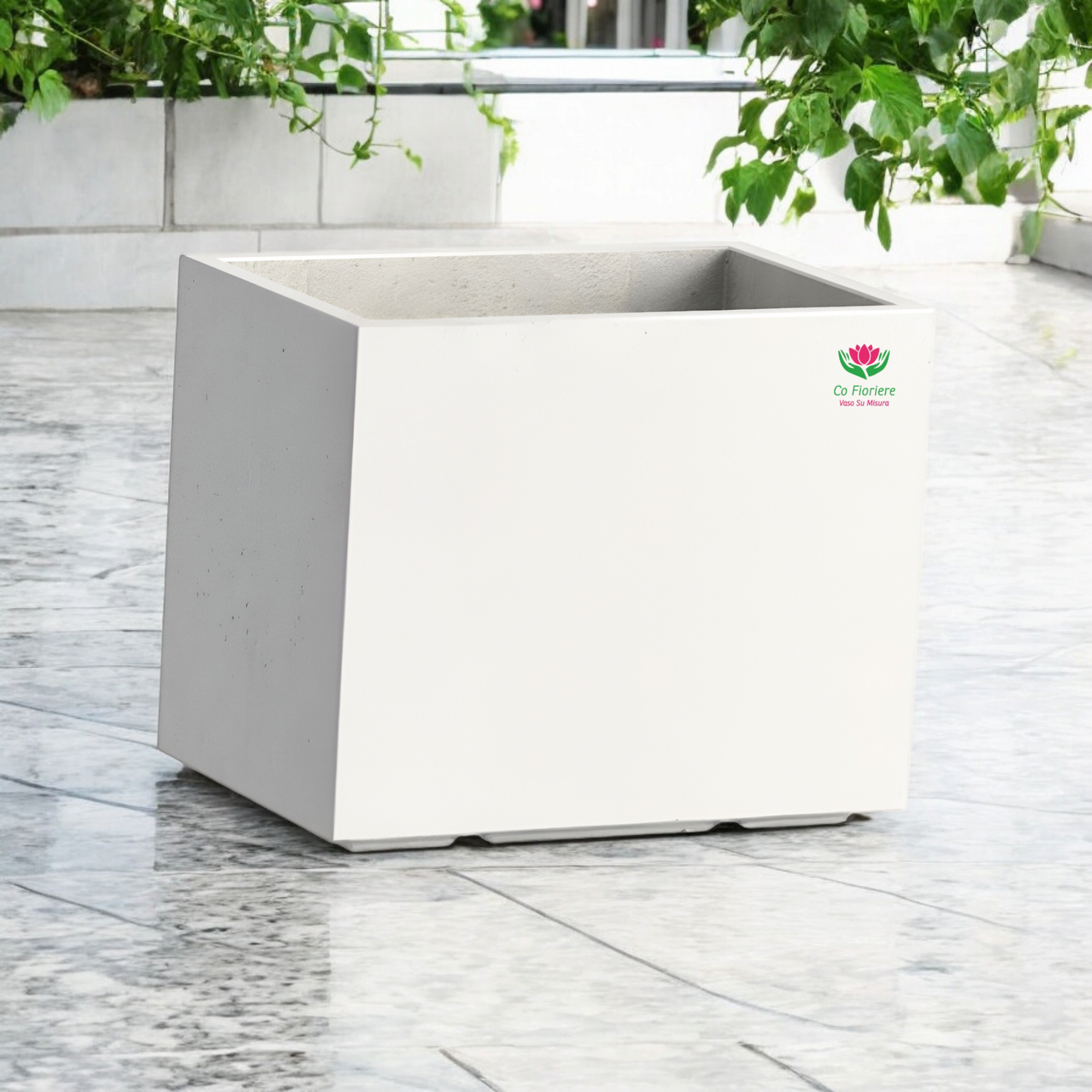 Vaso in cemento rettangolare
